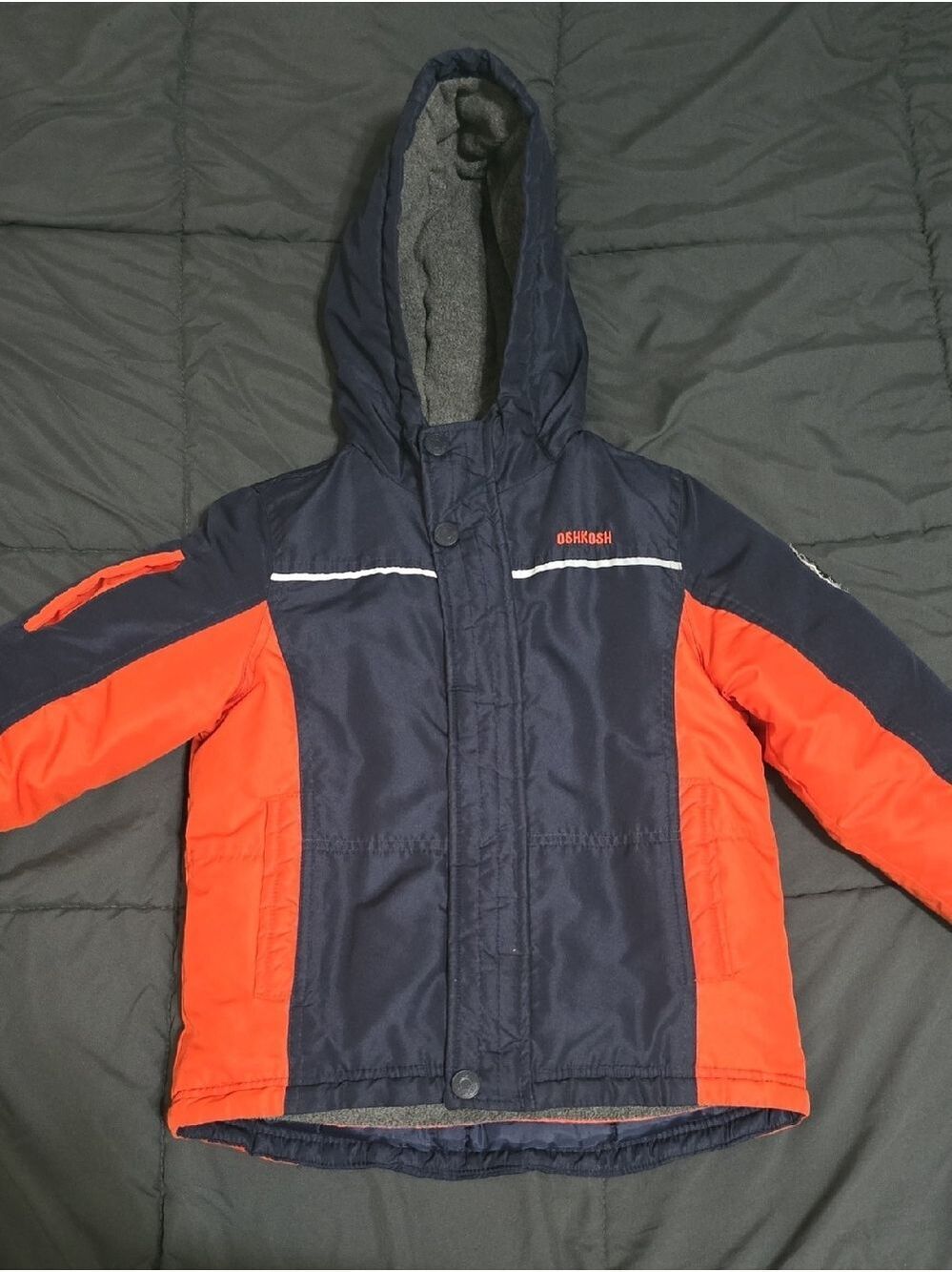 OshKosh B'gosh Boys 3-in-1 Puffer Winter Jacket Fleece Blue Orange Size 6